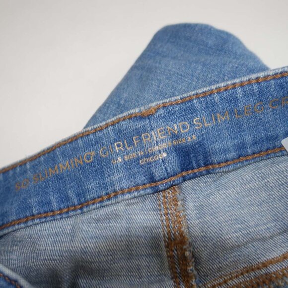 Chico's Women's So Slimming Girlfriend Slim Crop Jeans NWT Size 2.5 / 14 Stretch - Picture 7 of 10